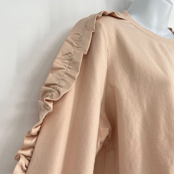 Jason Wu Beige‎ Ruffle Sleeve Sweatshirt M - Picture 3 of 8